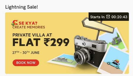 India Desire : Book Private Villa At Flat Price Of Rs 299 From OYO Rooms Between 27th To 30th June [Live @12PM]